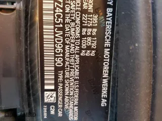 2018 BMW i3 with VIN WBY7Z4C51JVD96190, listed as a Copart auction lot 43567865 with 21,939 mi miles and Salvage Title. Bid and sale history available at carsss.com. Image 12.