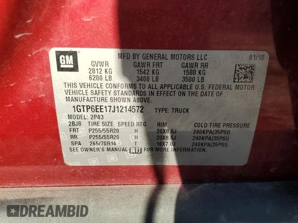 2018 GMC Canyon 4WD Denali with VIN 1GTP6EE17J1214572, listed as a Copart auction lot 71648794 with 75,972 mi miles and Salvage Title. Bid and sale history available at carsss.com. Image 13.