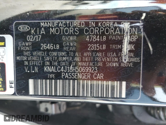 2017 Kia Cadenza Limited with VIN KNALC4J18H5069923, listed as a Copart auction lot 84475144 with 36,157 mi miles and Salvage Title. Bid and sale history available at carsss.com. Image 15.