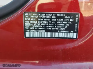 2015 Volkswagen Passat 1.8T Limited Edition with VIN 1VWAT7A3XFC096138, listed as a Copart auction lot 48320265 with 186,707 mi miles and Salvage Title. Bid and sale history available at carsss.com. Image 12.