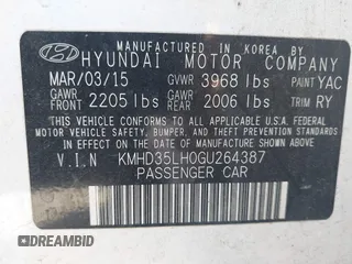 2016 Hyundai Elantra with VIN KMHD35LH0GU264387, listed as a IAAI auction lot 42186675 with 124,423 mi miles and . Bid and sale history available at DreamBid. Image 9.