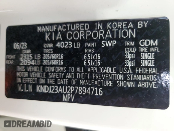 2023 Kia Soul LX with VIN KNDJ23AU2P7894716, listed as a Copart auction lot 51801915 with 59,126 mi miles and Salvage Title. Bid and sale history available at DreamBid. Image 15.
