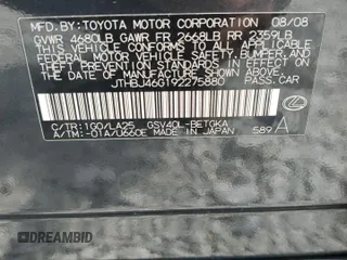 2009 Lexus ES 330 with VIN JTHBJ46G192275880, listed as a Copart auction lot 55920275 with 274,165 mi miles and Clean Title. Bid and sale history available at DreamBid. Image 12.