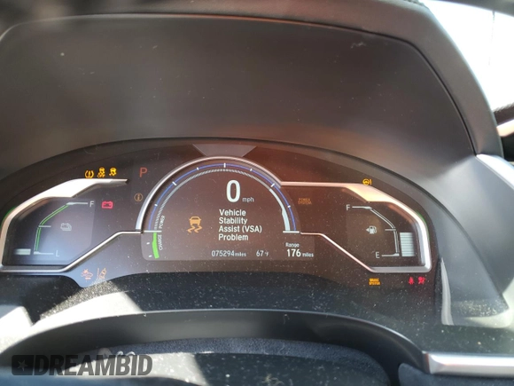 2018 Honda Clarity Plug-In Hybrid Touring with VIN JHMZC5F38JC009413, listed as a Copart auction lot 78609454 with 75,294 mi miles and Salvage Title. Bid and sale history available at carsss.com. Image 9.