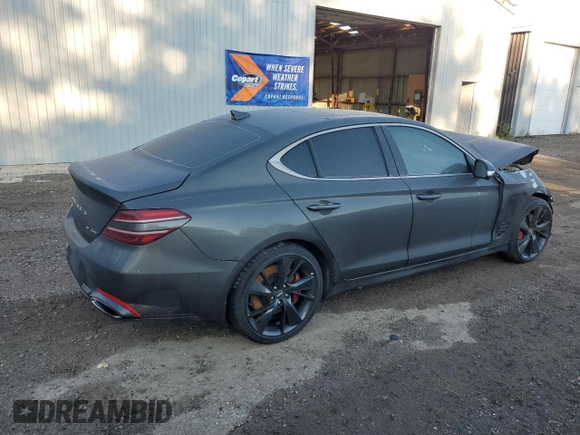 2023 Genesis G70 3.3T with VIN KMTG54TE0PU128774, listed as a Copart auction lot 72209364 with 14,186 mi miles and Salvage Title. Bid and sale history available at carsss.com. Image 3.