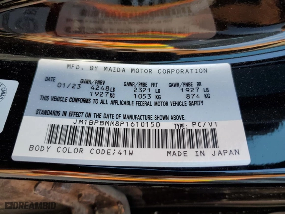 2023 Mazda Mazda3 Hatchback 2.5 S Premium with VIN JM1BPBMM8P1610150, listed as a Copart auction lot 64383544 with 15,525 mi miles and Salvage Title. Bid and sale history available at carsss.com. Image 12.