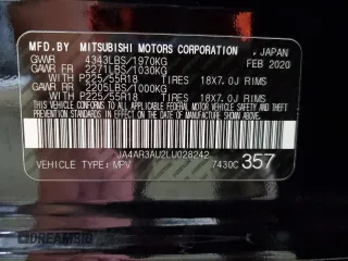 2020 Mitsubishi Outlander ES with VIN JA4AR3AU2LU028242, listed as a Copart auction lot 64126505 with 83,060 mi miles and Clean title. Bid and sale history available at DreamBid. Image 14.