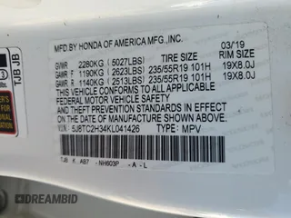 2019 Acura RDX with VIN 5J8TC2H34KL041426, listed as a Copart auction lot 61506254 with 40,623 mi miles and Salvage Title. Bid and sale history available at carsss.com. Image 16.