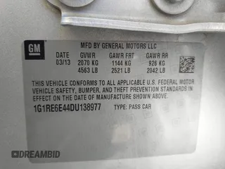 2013 Chevrolet Volt with VIN 1G1RE6E44DU138977, listed as a IAAI auction lot 41867186 with 213,478 mi miles and . Bid and sale history available at carsss.com. Image 9.