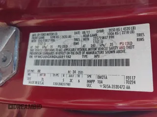 2013 Ford Escape SE with VIN 1FMCU0GX6DUA91192, listed as a IAAI auction lot 42157380 with 170,628 mi miles and . Bid and sale history available at DreamBid. Image 9.