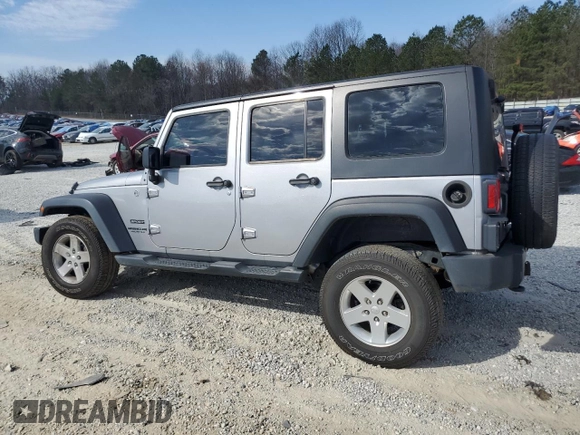 2014 Jeep Wrangler Unlimited Sport with VIN 1C4HJWDG6EL318799, listed as a Copart auction lot 46329325 with 90,111 mi miles and Salvage Title. Bid and sale history available at carsss.com. Image 2.