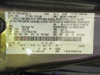 2013 Ford Focus SE with VIN 1FADP3F26DL135579, listed as a IAAI auction lot 41951255 with 100,000 mi miles and . Bid and sale history available at carsss.com. Image 9.