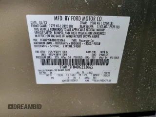 2013 Ford Taurus Limited z VIN 1FAHP2F84DG233065, wystawiony jako Copart lot #60356025 z przebiegiem 37 362 mil mil oraz Szkoda całkowita • Salvage title. Historia ofert i sprzedaży dostępna na DreamBid. Obrazek 12.