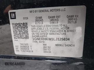 2020 Chevrolet Traverse LT z VIN 1GNERHKW1LJ125834, wystawiony jako IAAI lot #42245948 z przebiegiem Nie podano mil oraz . Historia ofert i sprzedaży dostępna na DreamBid. Obrazek 9.