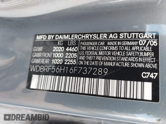 2006 Mercedes-Benz C 230 Sport с VIN WDBRF56H16F737289, выставлен на аукционе IAAI как лот 42042829 с пробегом 147 722 миль миль и . История ставок и продаж доступна на DreamBid. Изображение 9.