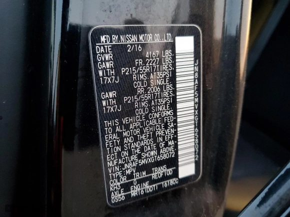 2016 Nissan Juke SL with VIN JN8AF5MVXGT658072, listed as a Copart auction lot 48998105 with 64,413 mi miles and Salvage Title. Bid and sale history available at carsss.com. Image 12.