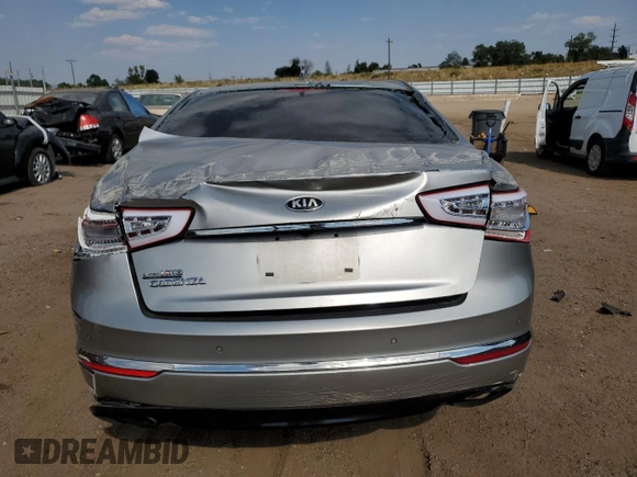 2014 Kia Cadenza Premium with VIN KNALN4D77E5126487, listed as a Copart auction lot 75335474 with 0 mi miles and Salvage Title. Bid and sale history available at carsss.com. Image 6.