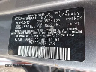 2014 Hyundai Accent GLS with VIN KMHCT4AE9EU614191, listed as a IAAI auction lot 37899279 with 144,247 mi miles. Bid and sale history available at carsss.com. Image 9.