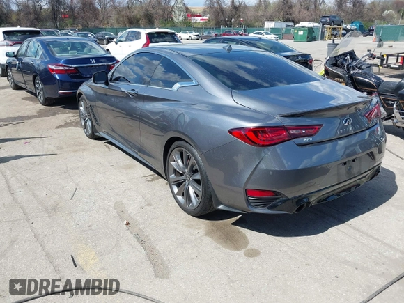 2021 Infiniti Q60 Red Sport 400 with VIN JN1FV7LLXMM560314, listed as a IAAI auction lot 41930067 with 47,818 mi miles and . Bid and sale history available at DreamBid. Image 3.