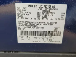 2017 Ford Police Interceptor Utility with VIN 1FM5K8AR0HGC57380, listed as a Copart auction lot 58965075 with 106,682 mi miles and Salvage title. Bid and sale history available at DreamBid. Image 12.