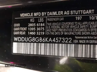 2019 Mercedes-Benz S 560 with VIN WDDUG8GB6KA457322, listed as a IAAI auction lot 41579027 with 34,312 mi miles and . Bid and sale history available at DreamBid. Image 9.