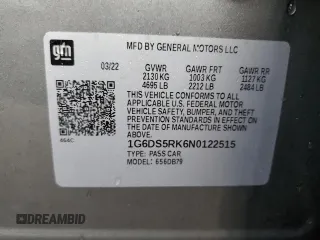 2022 Cadillac CT5 Luxury with VIN 1G6DS5RK6N0122515, listed as a Copart auction lot 84041244 with 30,806 mi miles and Non Repairable. Bid and sale history available at carsss.com. Image 14.