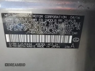 2016 Lexus IS 200t with VIN JTHBA1D28G5026283, listed as a Copart auction lot 62036865 with 69,638 mi miles and Salvage title. Bid and sale history available at DreamBid. Image 12.