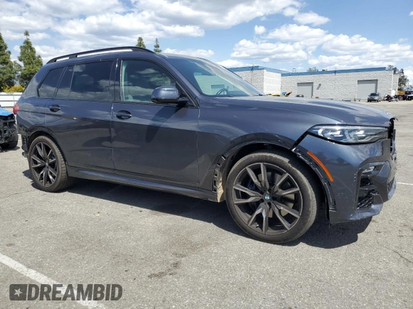 2019 BMW X7 xDrive50i with VIN 5UXCX4C59KLS38632, listed as a Copart auction lot 51963025 with 56,346 mi miles and Salvage Title. Bid and sale history available at carsss.com. Image 4.