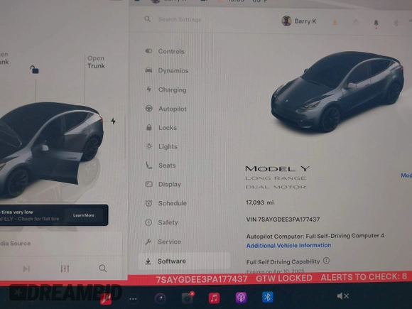 2023 Tesla Model Y Long Range with VIN 7SAYGDEE3PA177437, listed as a IAAI auction lot 41813483 with 17,093 mi miles. Bid and sale history available at carsss.com. Image 7.