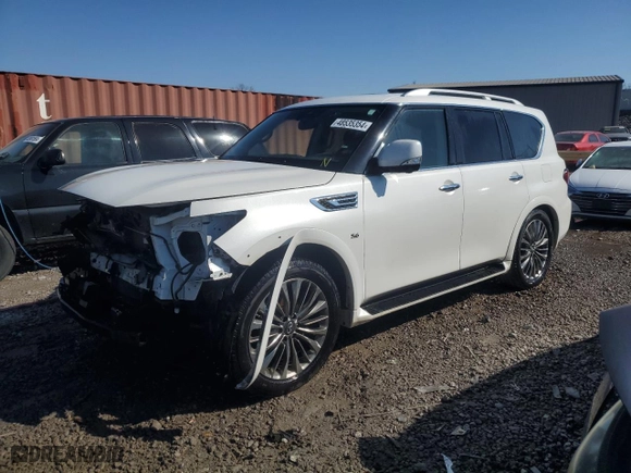 2019 Infiniti QX80 LUXE with VIN JN8AZ2NE4K9232422, listed as a Copart auction lot 48535354 with 112,686 mi miles. Bid and sale history available at carsss.com. Image 1.
