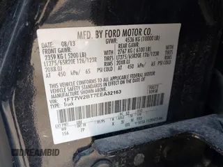 2014 Ford F-250 XL с VIN 1FT7W2BT7EEA32163, выставлен на аукционе IAAI как лот 41813550 с пробегом 140 061 миль миль и . История ставок и продаж доступна на DreamBid. Изображение 9.