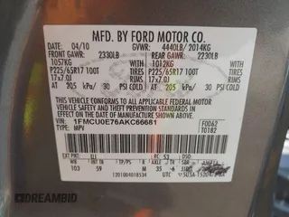 2010 Ford Escape Limited с VIN 1FMCU0E76AKC66681, выставлен на аукционе IAAI как лот 42168260 с пробегом 254 930 миль миль и . История ставок и продаж доступна на DreamBid. Изображение 9.