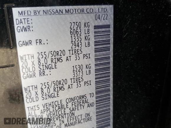 2022 Infiniti QX60 Autograph с VIN 5N1DL1HU8NC337832, выставлен на аукционе Copart как лот 43777725 с пробегом 19 598 миль миль и Списание • Salvage title. История ставок и продаж доступна на DreamBid. Изображение 13.