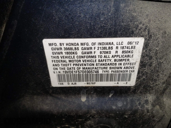 2013 Acura ILX Premium with VIN 19VDE1F57DE005746, listed as a IAAI auction lot 41269770 with 128,624 mi miles and . Bid and sale history available at DreamBid. Image 9.
