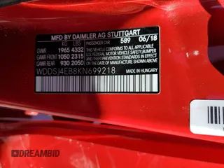2019 Mercedes-Benz CLA 250 z VIN WDDSJ4EB8KN699218, wystawiony jako Copart lot #57364785 z przebiegiem 19 481 mil mil oraz Szkoda całkowita • Salvage title. Historia ofert i sprzedaży dostępna na DreamBid. Obrazek 12.
