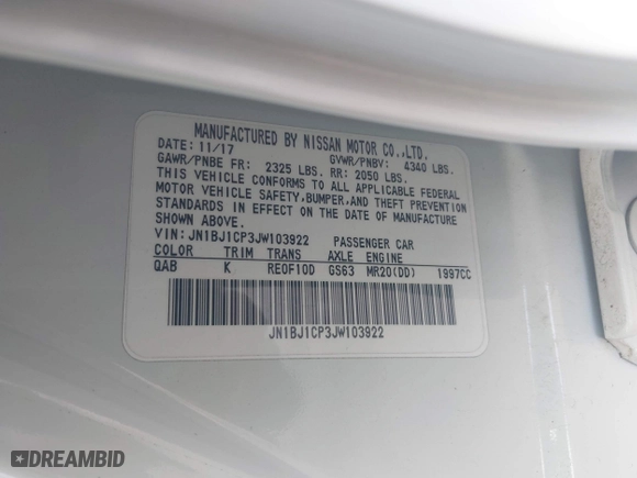 2018 Nissan Rogue Sport S with VIN JN1BJ1CP3JW103922, listed as a IAAI auction lot 42030656 with 36,765 mi miles. Bid and sale history available at carsss.com. Image 9.