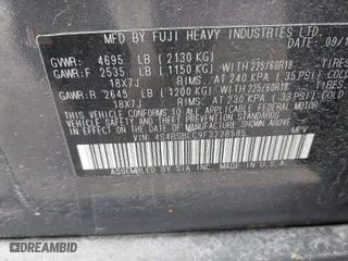 2015 Subaru Outback 2.5i Limited with VIN 4S4BSBLC9F3228585, listed as a IAAI auction lot 42034335 with 173,546 mi miles. Bid and sale history available at carsss.com. Image 9.