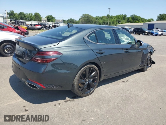 2023 Genesis G70 3.3T with VIN KMTG54TE3PU117672, listed as a Copart auction lot 63418684 with 19,899 mi miles and Salvage Title. Bid and sale history available at carsss.com. Image 3.