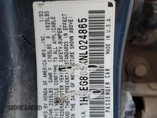 1992 Honda Civic z VIN 1HGEG865XNL024865, wystawiony jako Copart lot #74960694 z przebiegiem 286 953 mil mil oraz Szkoda całkowita • Salvage title. Historia ofert i sprzedaży dostępna na DreamBid. Obrazek 12.