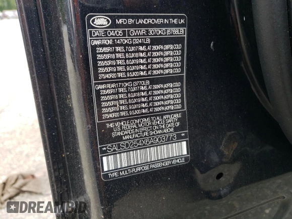 2006 Land Rover Range Rover with VIN SALSD254X6A903773, listed as a Copart auction lot 60712074 with 99,326 mi miles and Clean Title. Bid and sale history available at DreamBid. Image 13.