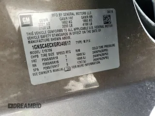 2016 Chevrolet Tahoe LS z VIN 1GNSCAECXGR340617, wystawiony jako Copart lot #56307315 z przebiegiem Nie podano mil oraz Czysty tytuł • Clean title. Historia ofert i sprzedaży dostępna na DreamBid. Obrazek 12.