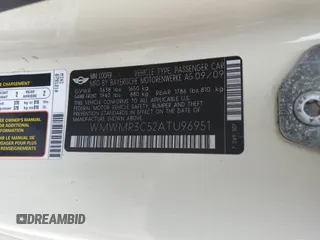2010 MINI Convertible with VIN WMWMR3C52ATU96951, listed as a Copart auction lot 82038804 with 120,199 mi miles and Clean Title. Bid and sale history available at DreamBid. Image 13.