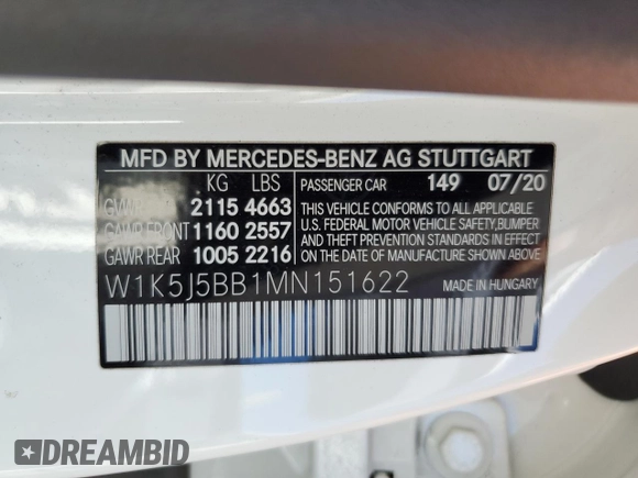 2021 Mercedes-Benz CLA with VIN W1K5J5BB1MN151622, listed as a Copart auction lot 69199904 with 40,824 mi miles and Salvage Title. Bid and sale history available at carsss.com. Image 14.