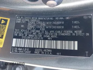 2018 Toyota Highlander SE with VIN 5TDJZRFH3JS834516, listed as a IAAI auction lot 41670880 with 81,274 mi miles and . Bid and sale history available at DreamBid. Image 9.