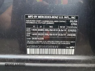 2010 Mercedes-Benz M 350 z VIN 4JGBB8GB5AA549449, wystawiony jako Copart lot #50080765 z przebiegiem 125 406 mil mil oraz Szkoda całkowita • Salvage title. Historia ofert i sprzedaży dostępna na DreamBid. Obrazek 13.