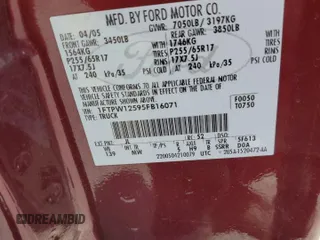 2005 Ford F-150 XLT z VIN 1FTPW12595FB16071, wystawiony jako Copart lot #58891745 z przebiegiem Nie podano mil oraz Szkoda całkowita • Salvage title. Historia ofert i sprzedaży dostępna na DreamBid. Obrazek 12.