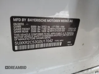 2016 BMW X5 sDrive35i with VIN 5UXKR2C53G0U17042, listed as a Copart auction lot 42026225 with 60,021 mi miles and Salvage Title. Bid and sale history available at carsss.com. Image 15.