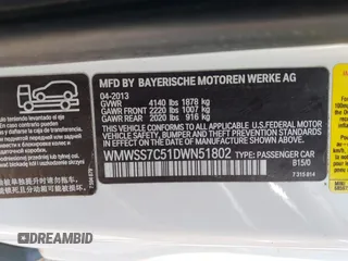 2013 MINI Paceman S ALL4 with VIN WMWSS7C51DWN51802, listed as a IAAI auction lot 41885786 with 96,386 mi miles and . Bid and sale history available at DreamBid. Image 9.