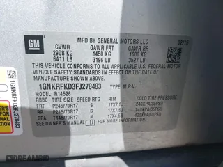 2015 Chevrolet Traverse LS with VIN 1GNKRFKD3FJ278483, listed as a IAAI auction lot 42007507 with 147,938 mi miles. Bid and sale history available at carsss.com. Image 9.