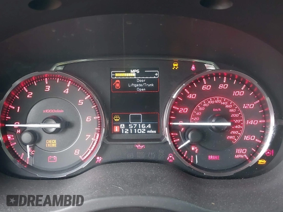 2015 Subaru WRX Premium with VIN JF1VA1D61F9832772, listed as a IAAI auction lot 41687640 with 121,102 mi miles. Bid and sale history available at carsss.com. Image 7.